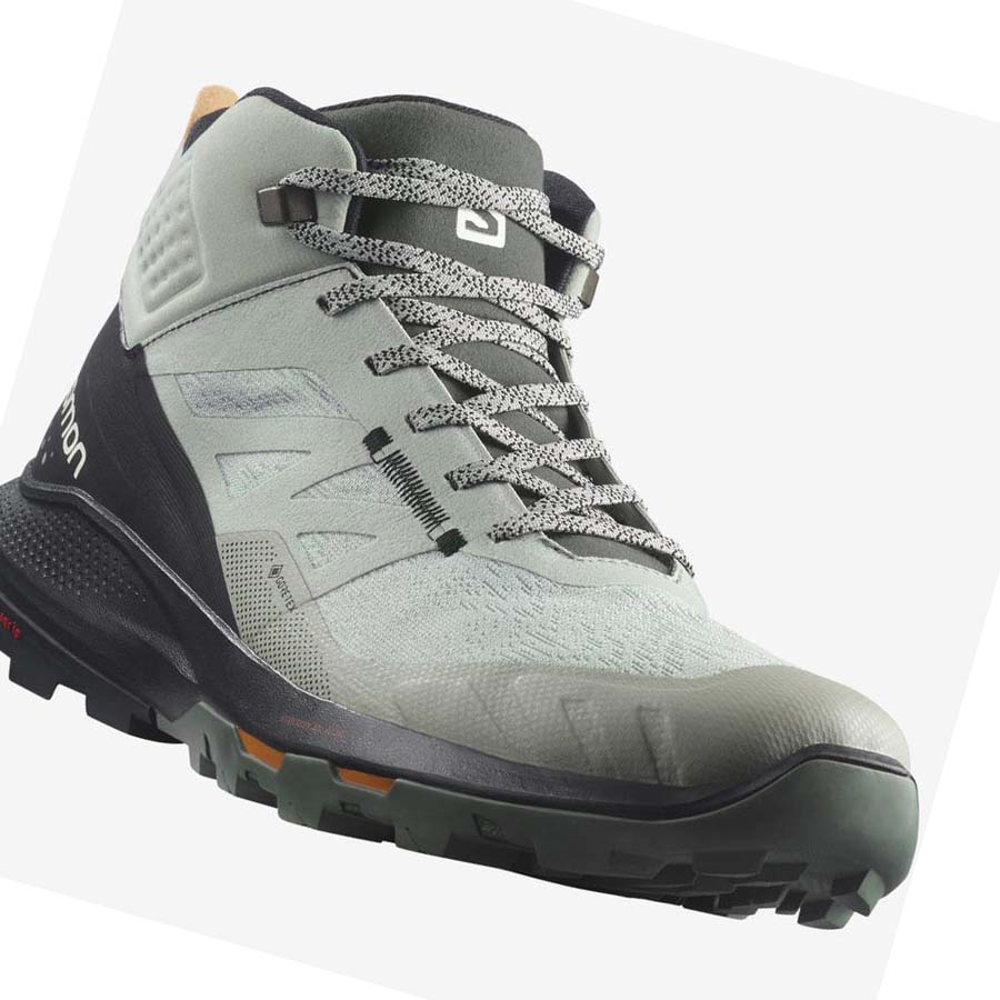 Salomon OUTPULSE MID GORE-TEX Erkek Yürüyüş Ayakkabısı Siyah Turkuaz | TR 3540EBC